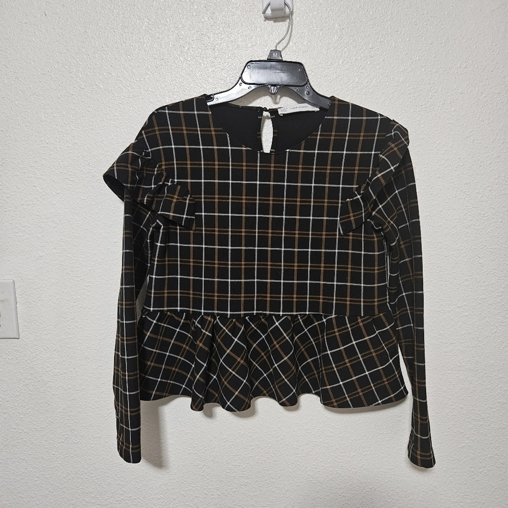 Zara dark academia style dropped top with ruffle details size small